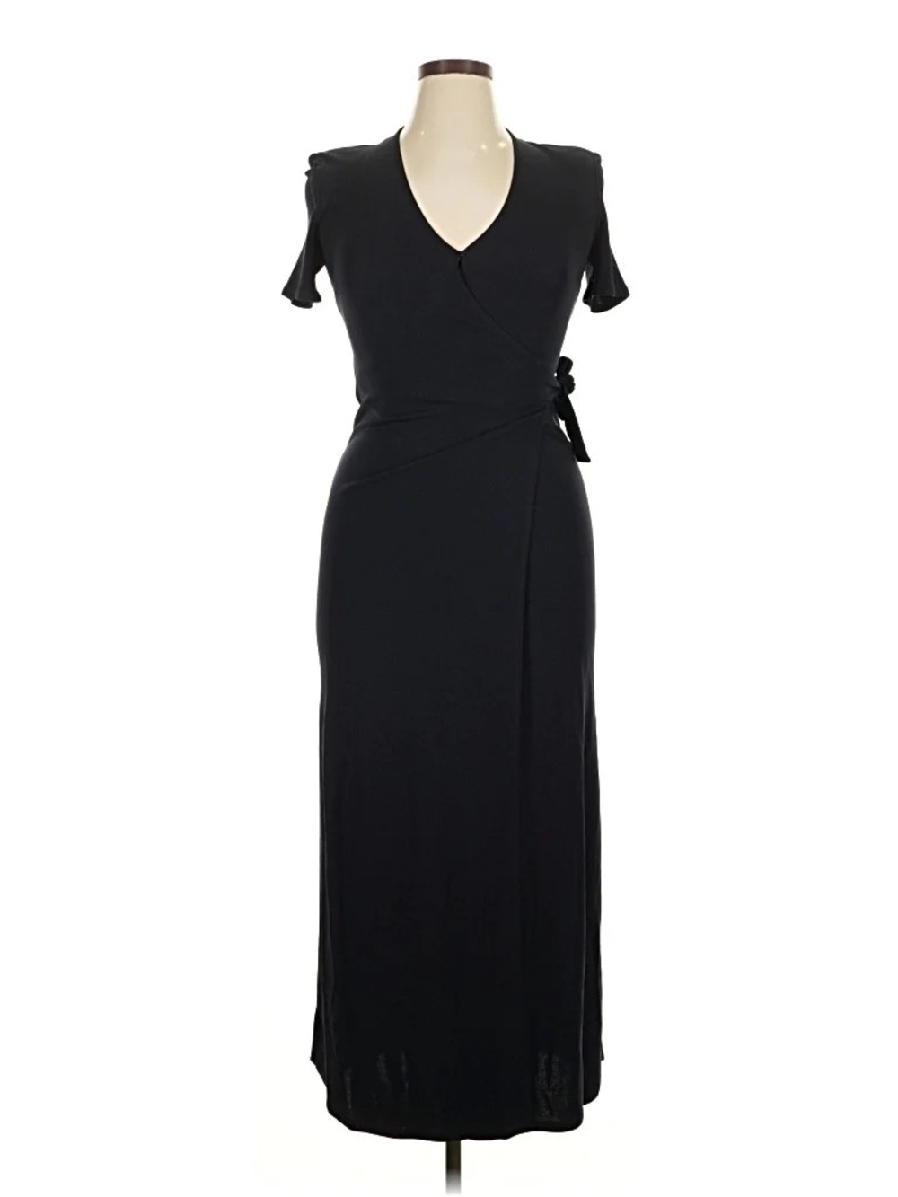 Kay Unger Black Wrap-Style Maxi Dress Size 4